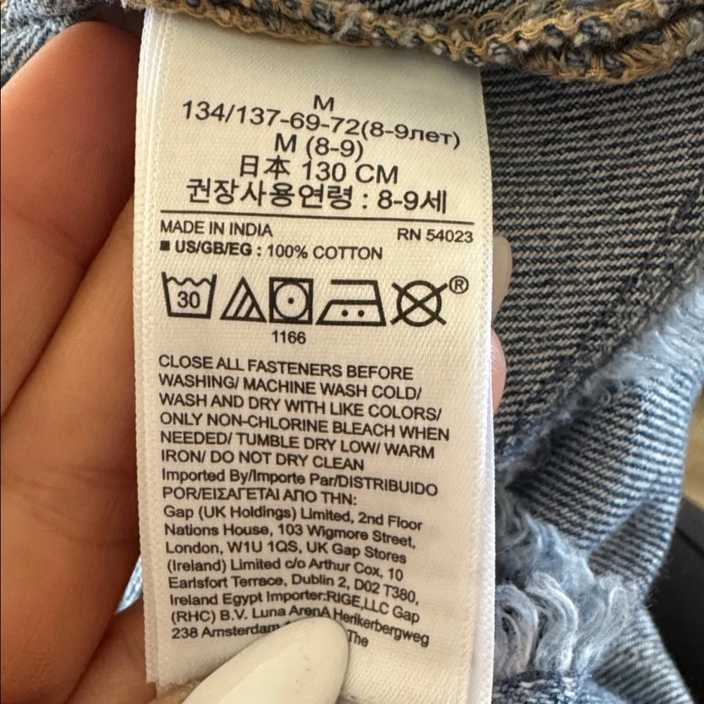 GAP Distressed Denim Shortalls Overalls Girls Medium 8-9 year old Cotton